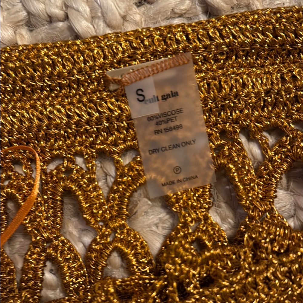 Cult Gaia Finn Crochet Gold Mesh Cover-Up Skirt - Picture 4 of 6